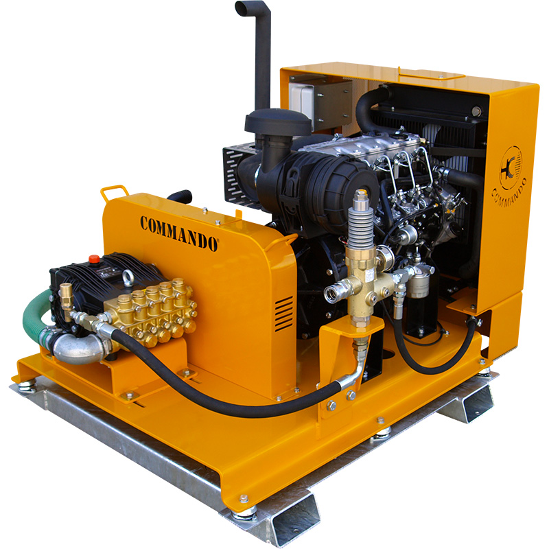 The Commando DS series of diesel powered, skid unit mounted high pressure washers.